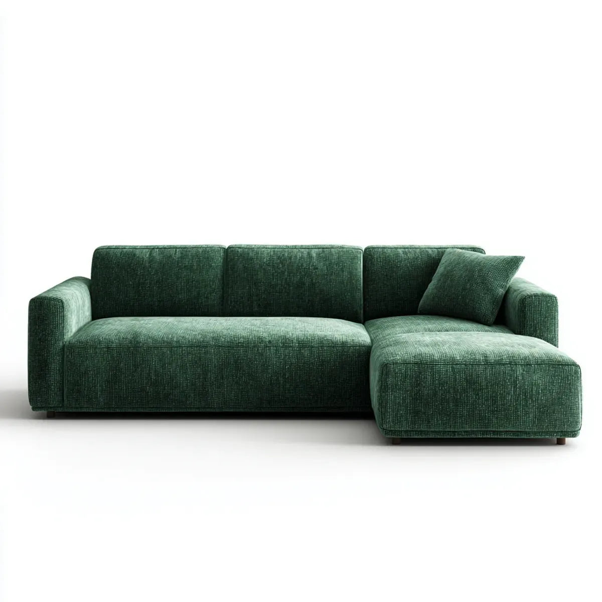 Divano angolare 3 posti verde con chaise longue destra in poliestere 250 x 160 x 85 cm