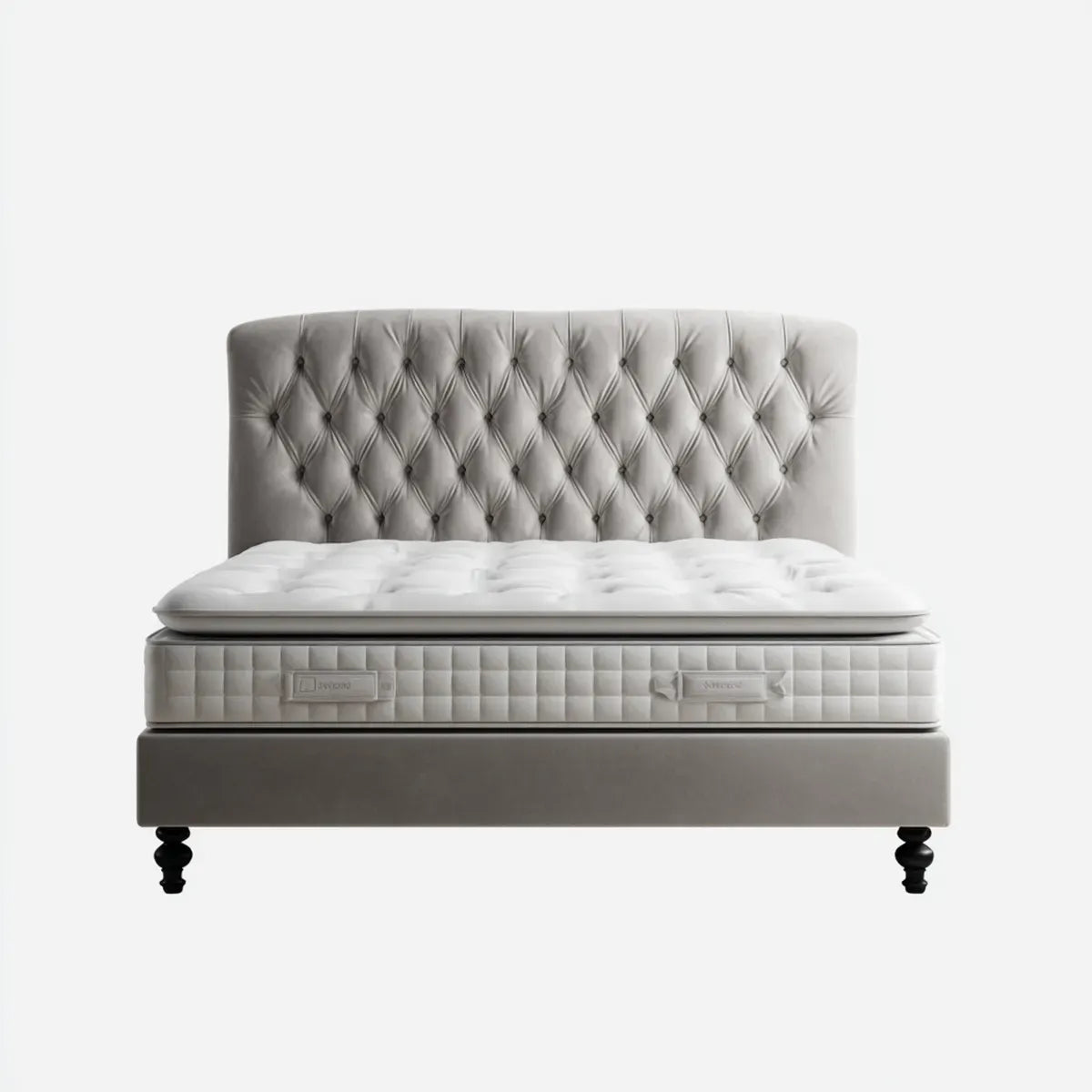 Letto matrimoniale con materasso grigio 160 x 200 cm in velluto di poliestere rettangolare capitonné