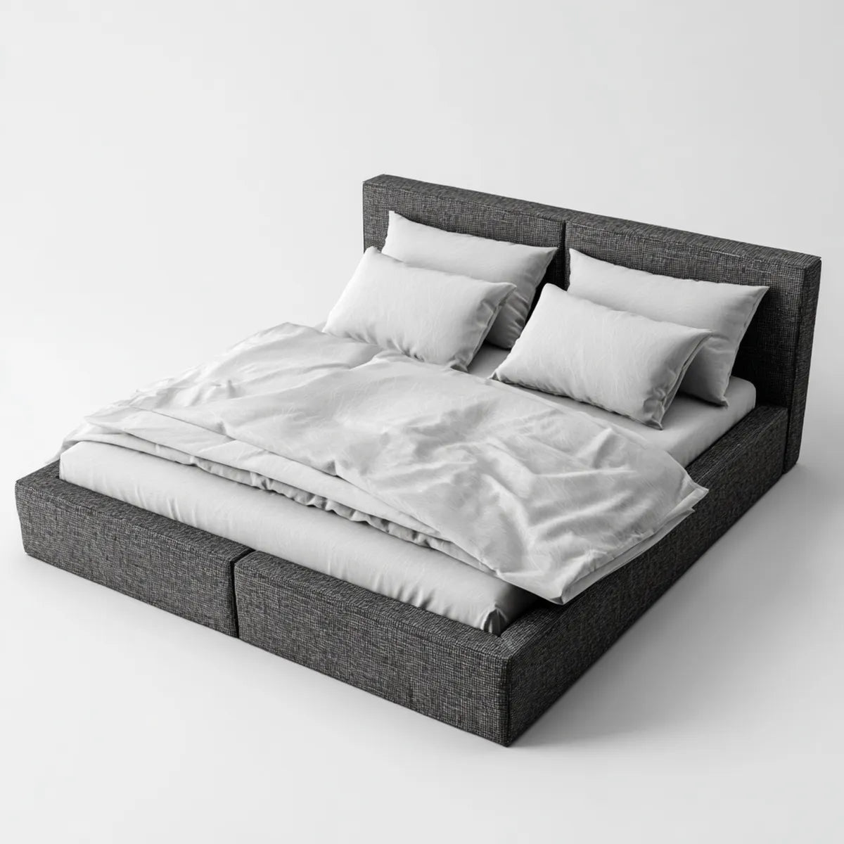 Letto matrimoniale imbottito grigio scuro 160 x 200 cm in poliestere rettangolare