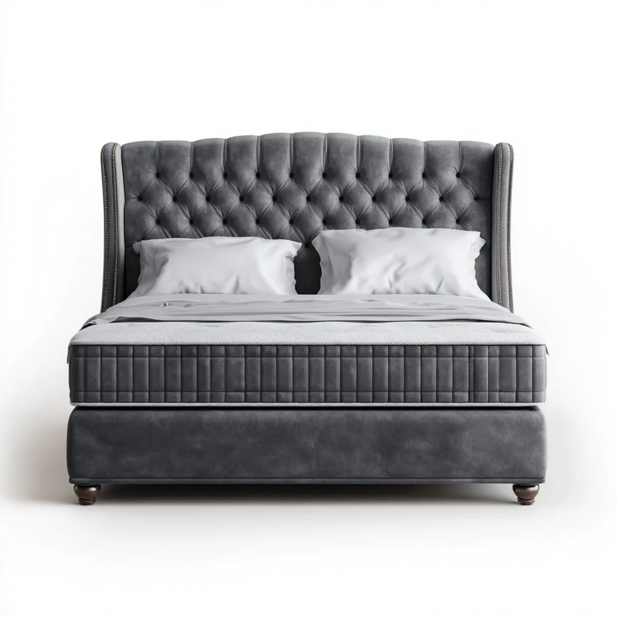 Letto contenitore matrimoniale grigio antracite 160 x 200 cm in pelle sintetica PU rettangolare