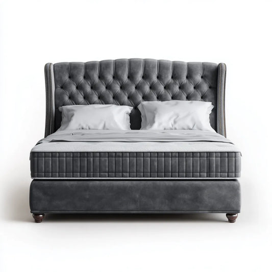 Letto contenitore matrimoniale grigio antracite 160 x 200 cm in pelle sintetica PU rettangolare