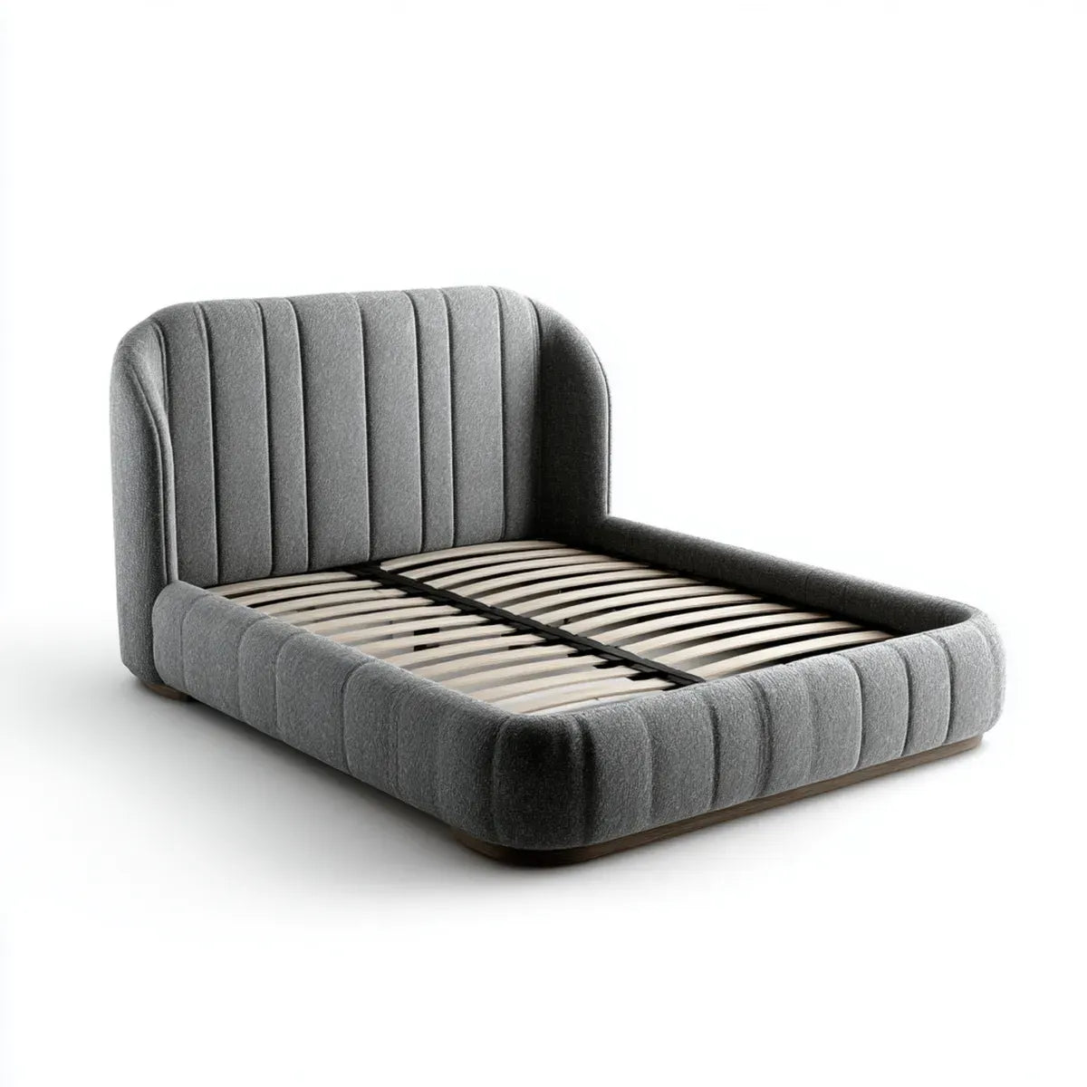 Letto matrimoniale imbottito grigio scuro 160 x 200 cm in poliestere con rete a doghe rettangolare