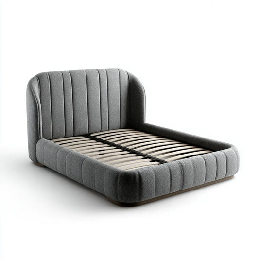Letto matrimoniale imbottito grigio scuro 160 x 200 cm in poliestere con rete a doghe rettangolare